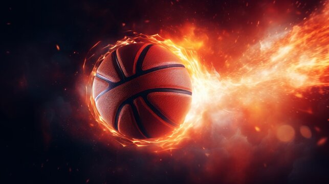 Burning Basketball Ball, Fireball Wallpaper. Neural network AI generated art