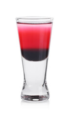 Shooter in shot glass isolated on white