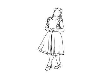 Little Girl Single Line Drawing Ai, EPS, SVG, PNG, JPG zip file