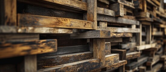Wooden Frame Stacked in Layers: A Striking Display of Wooden Frame Stacked Layers Creates a Stunning Visual Impact