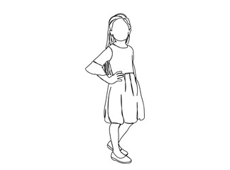 Little Girl Single Line Drawing Ai, EPS, SVG, PNG, JPG zip file
