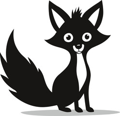 Fox silhouette vector. Black and white fox clipart vector.