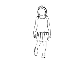 Little Girl Single Line Drawing Ai, EPS, SVG, PNG, JPG zip file