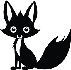Fox silhouette vector. Black and white fox clipart vector.