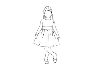 Little Girl Single Line Drawing Ai, EPS, SVG, PNG, JPG zip file