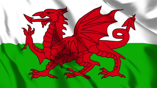 ウェールズの旗がはためいています。30秒でループします。