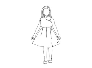 Little Girl Single Line Drawing Ai, EPS, SVG, PNG, JPG zip file