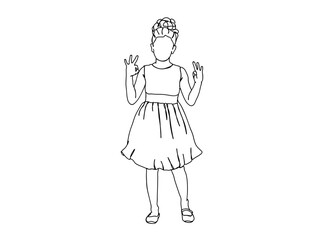 Little Girl Single Line Drawing Ai, EPS, SVG, PNG, JPG zip file