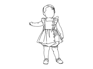 Little Girl Single Line Drawing Ai, EPS, SVG, PNG, JPG zip file