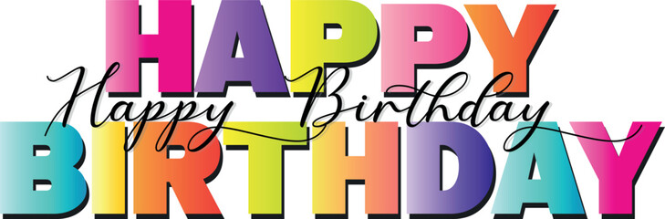 HAPPY BIRTHDAY vector typography banner. Thank You word handwritten isolated on white background.