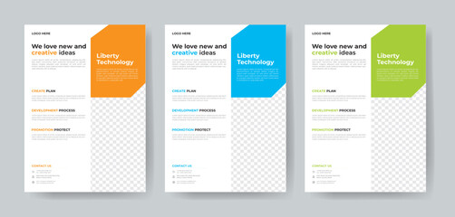 Obraz premium Corporate Business Flyer template layout 3 color design concept in the template.
