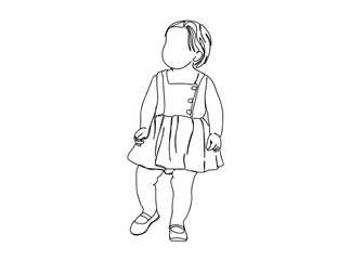 Little Girl Single Line Drawing Ai, EPS, SVG, PNG, JPG zip file