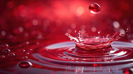 Falling water drops with splash in macro.