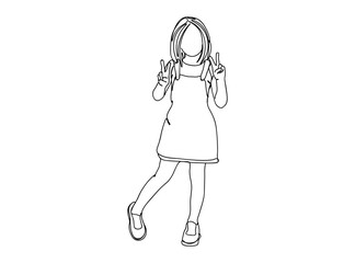 Little Girl Single Line Drawing Ai, EPS, SVG, PNG, JPG zip file