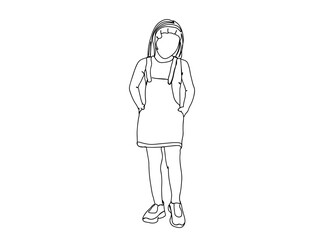 Little Girl Single Line Drawing Ai, EPS, SVG, PNG, JPG zip file