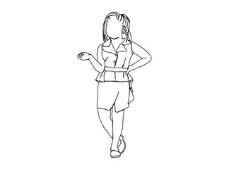 Little Girl Single Line Drawing Ai, EPS, SVG, PNG, JPG zip file