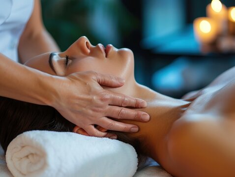 woman having therapy spa massage