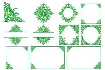 Set Of Green Ornament Border Vector Design For Decoration Design