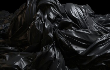 shiny black plastic wave background