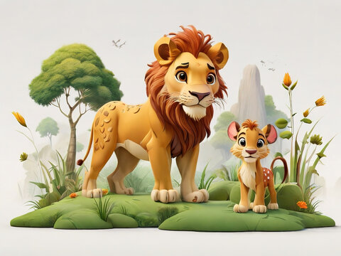 Lion and his minions cartoon clip art
