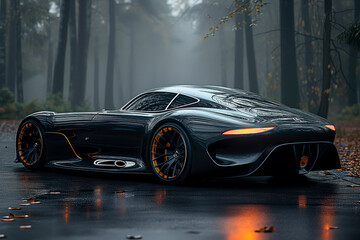 car, golden car, neon car, white car, black car, sports car wallpaper concept, new car launch, car, dark, sport, 350 DPI, ai generated