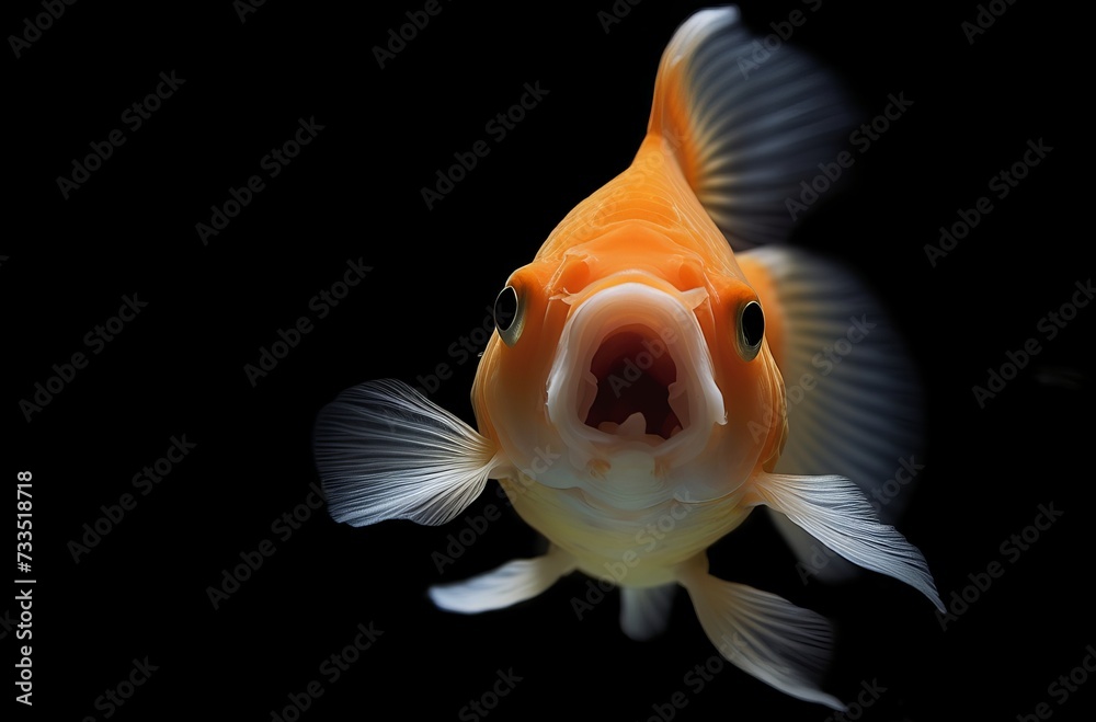 Wall mural goldfish isolated on a dark black background - Wall murals