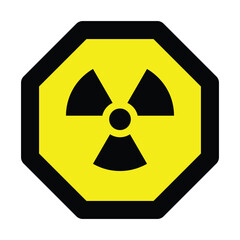Fototapeta premium radioactive yellow black octagon icon nuclear sign design isolated warning danger symbol alert caution hazard danger traffic vector flat design for website mobile isolated white Background