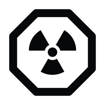 radioactive octagone icon nuclear sign design isolated warning danger symbol alert caution hazard danger traffic vector flat design for website mobile isolated white Background