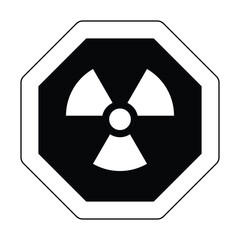 Fototapeta premium radioactive white black outline octagon icon nuclear sign design isolated warning danger symbol alert caution hazard danger traffic vector flat design for website mobile isolated white Background