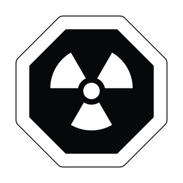 radioactive white black outline octagon icon nuclear sign design isolated warning danger symbol alert caution hazard danger traffic vector flat design for website mobile isolated white Background