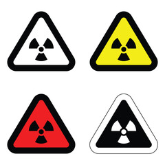 set radioactive yellow different colour triangle icon nuclear sign isolated warning danger symbol alert caution hazard danger traffic vector flat design for website mobile isolated white Background
