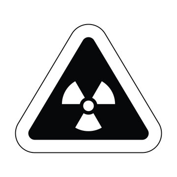 radioactive white black outline triangle icon nuclear sign isolated warning danger symbol alert caution hazard danger traffic vector flat design for website mobile isolated white Background