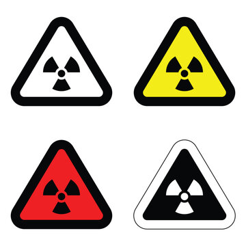 set radioactive yellow different colour triangle icon nuclear sign isolated warning danger symbol alert caution hazard danger traffic vector flat design for website mobile isolated white Background