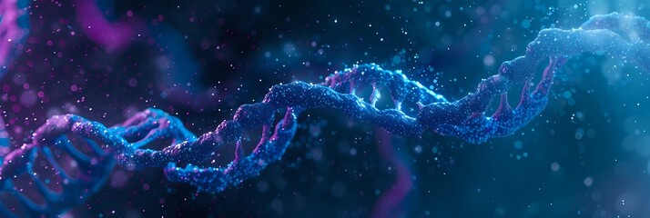 3d genetic illustration of human DNA under a microscope - obrazy, fototapety, plakaty