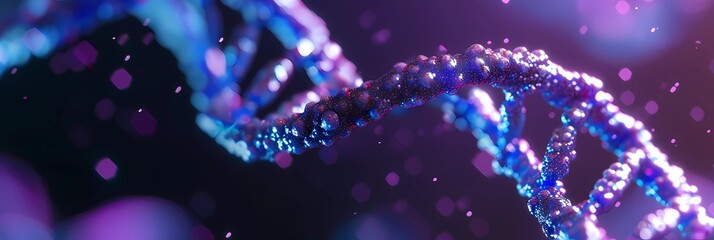 3d genetic illustration of human DNA under a microscope