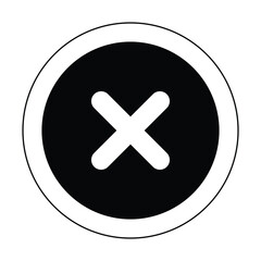 Obraz premium attention black outline circle sign crossing x stop traffic warning caution isolated symbol logo hazard danger badge road mark vector flat design for website mobile isolated white Background