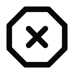 octagon sign attention crossing x stop traffic warning caution isolated symbol logo hazard danger badge road mark vector flat design for website mobile isolated white Background