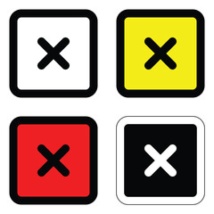 Obraz premium set attention crossing x stop square different colour sign traffic warning caution isolated symbol logo hazard danger badge road mark vector flat design for website mobile isolated white Background