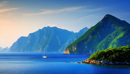 Beautiful Sea Mountain Nature Landscape Scenery