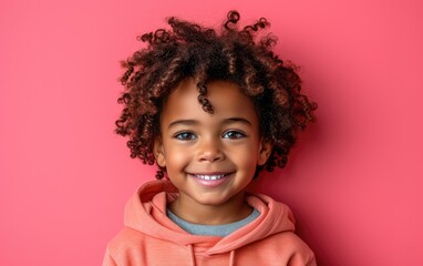 happy smiling African American kid in a professional studio background
