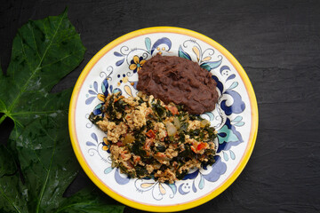 Yucatan food: Scrambled eggs with chaya.