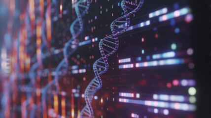 Technology of gene editing tool correcting mutations in human DNA, with a close- up on the molecular changes. - obrazy, fototapety, plakaty