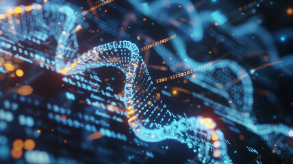 Obraz premium Technology of gene editing tool correcting mutations in human DNA, with a close- up on the molecular changes.