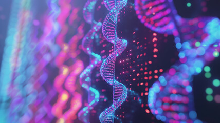 Technology of gene editing tool correcting mutations in human DNA, with a close- up on the molecular changes. - obrazy, fototapety, plakaty