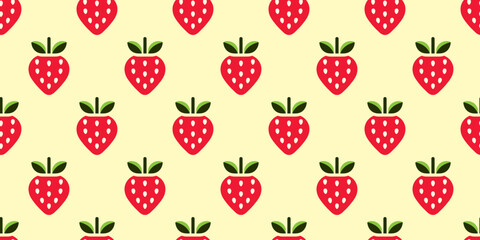 Strawberry illustration background. Seamless pattern. Vector. イチゴのイラストパターン　背景素材