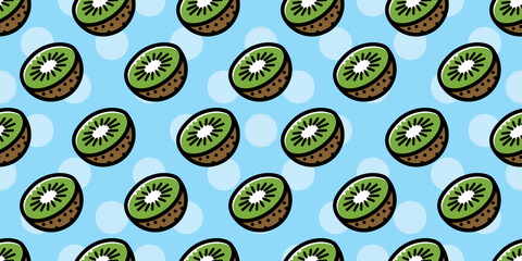 Kiwi illustration background. Seamless pattern. Vector. キウイのイラストパターン　背景素材