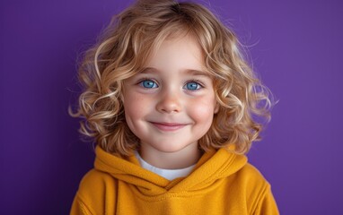 happy smiling caucasian kid portrait, professional studio background