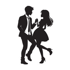 A girl and a guy are dancing