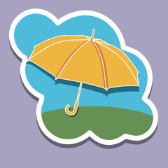 Applique label with an image of an umbrella - obrazy, fototapety, plakaty