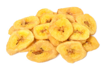 Banana chips dried fruits isolated on white background